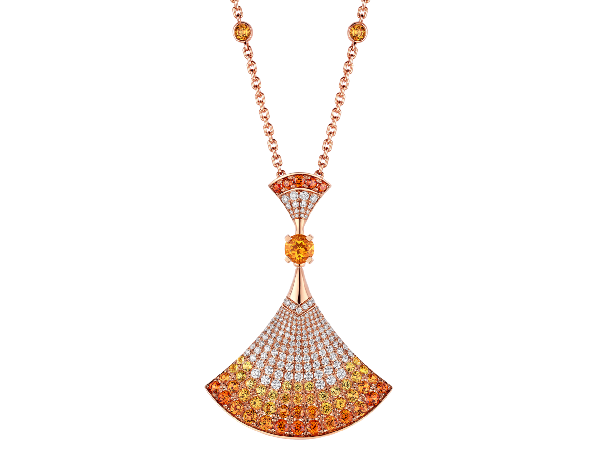 Carave Paris Diva Sunburst Sapphire & Diamond Pendant Necklace in Rose Gold