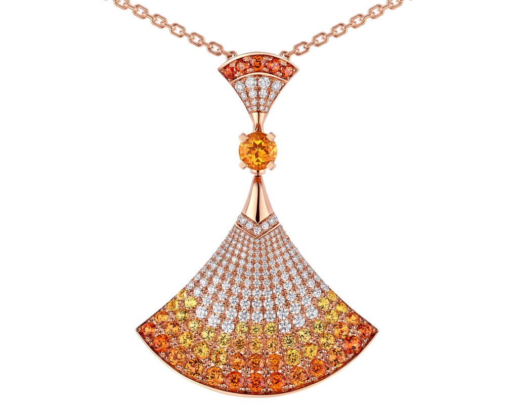 Carave Paris Diva Sunburst Sapphire & Diamond Pendant Necklace in Rose Gold