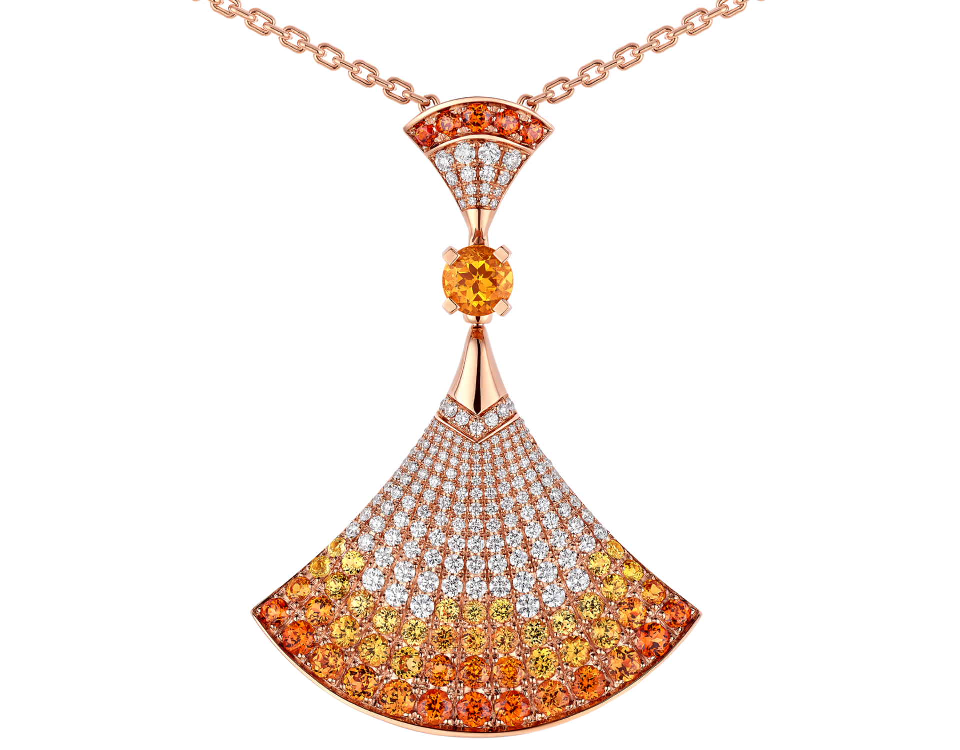 Carave Paris Diva Sunburst Sapphire & Diamond Pendant Necklace in Rose Gold
