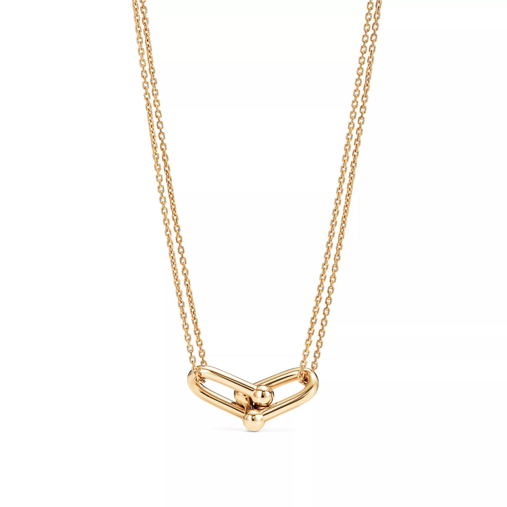 Carave Paris Double Chain Heart Link Necklace in Gold