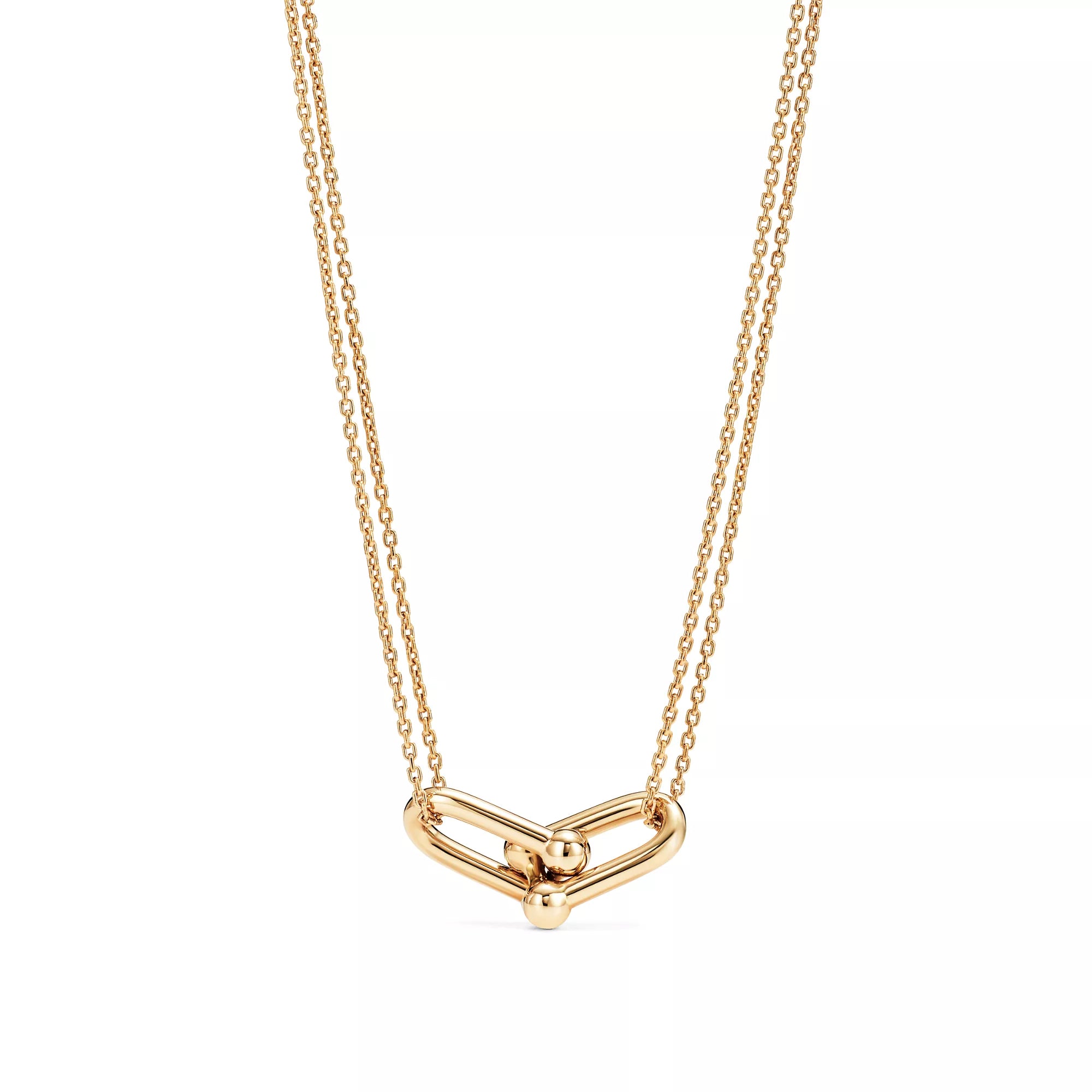 Carave Paris Double Chain Heart Link Necklace in Gold