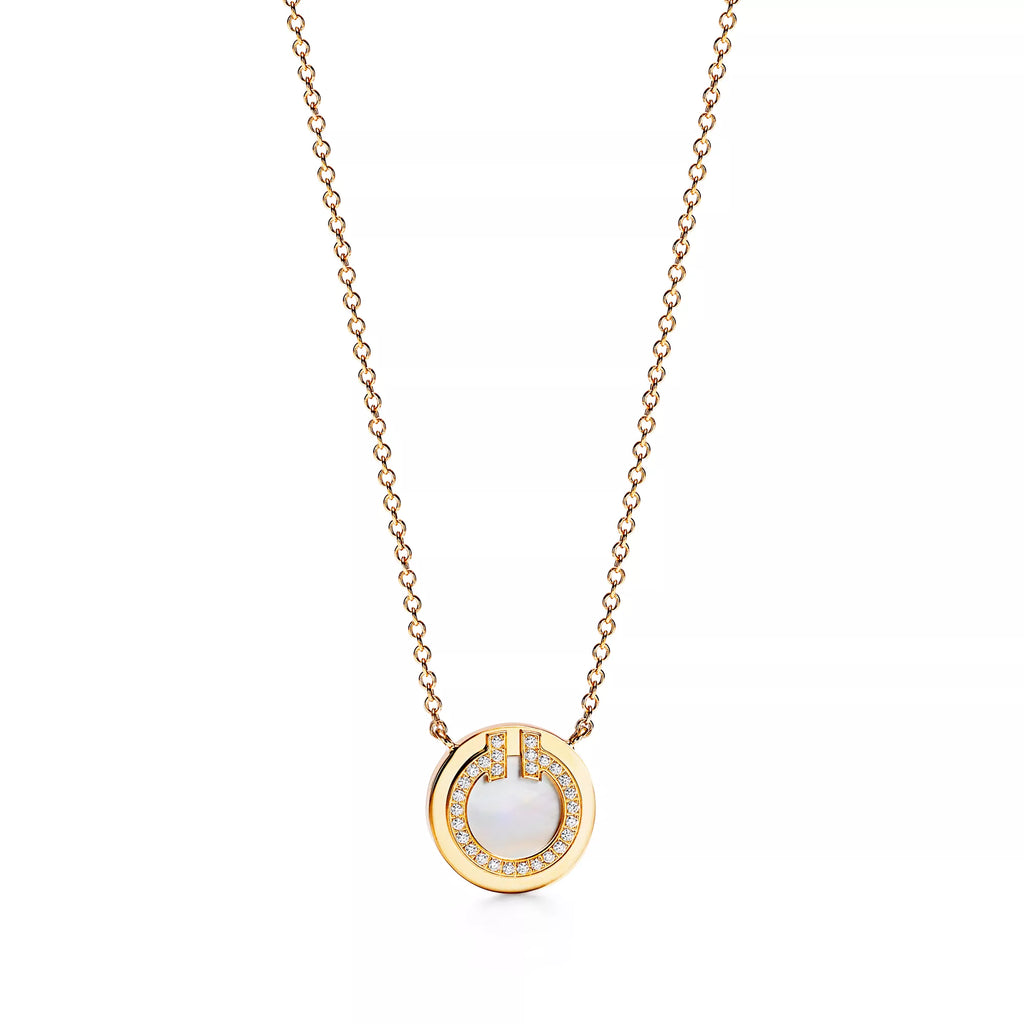 Carave Paris Double Circle Pavé Pendant Necklace in Gold