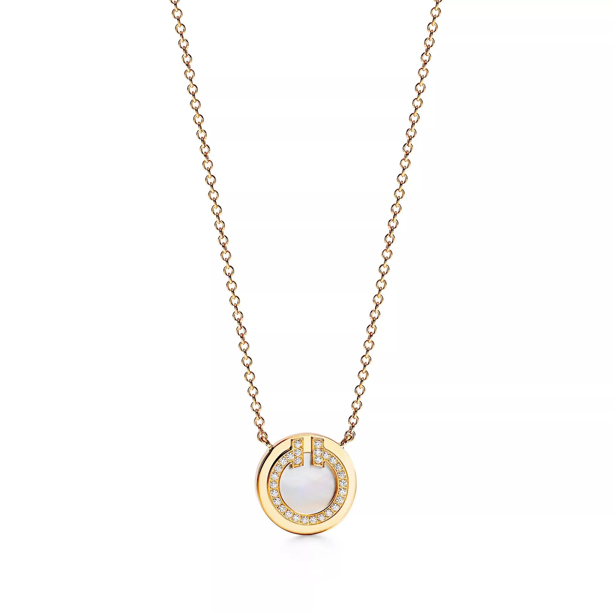 Carave Paris Double Circle Pavé Pendant Necklace in Gold