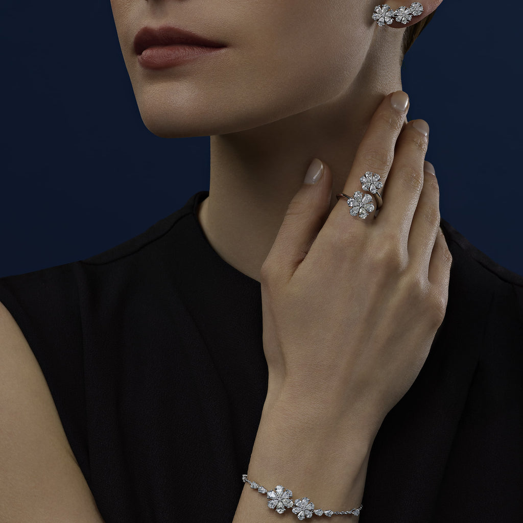 Carave Paris Double Floral Diamond Wrap Ring White Gold