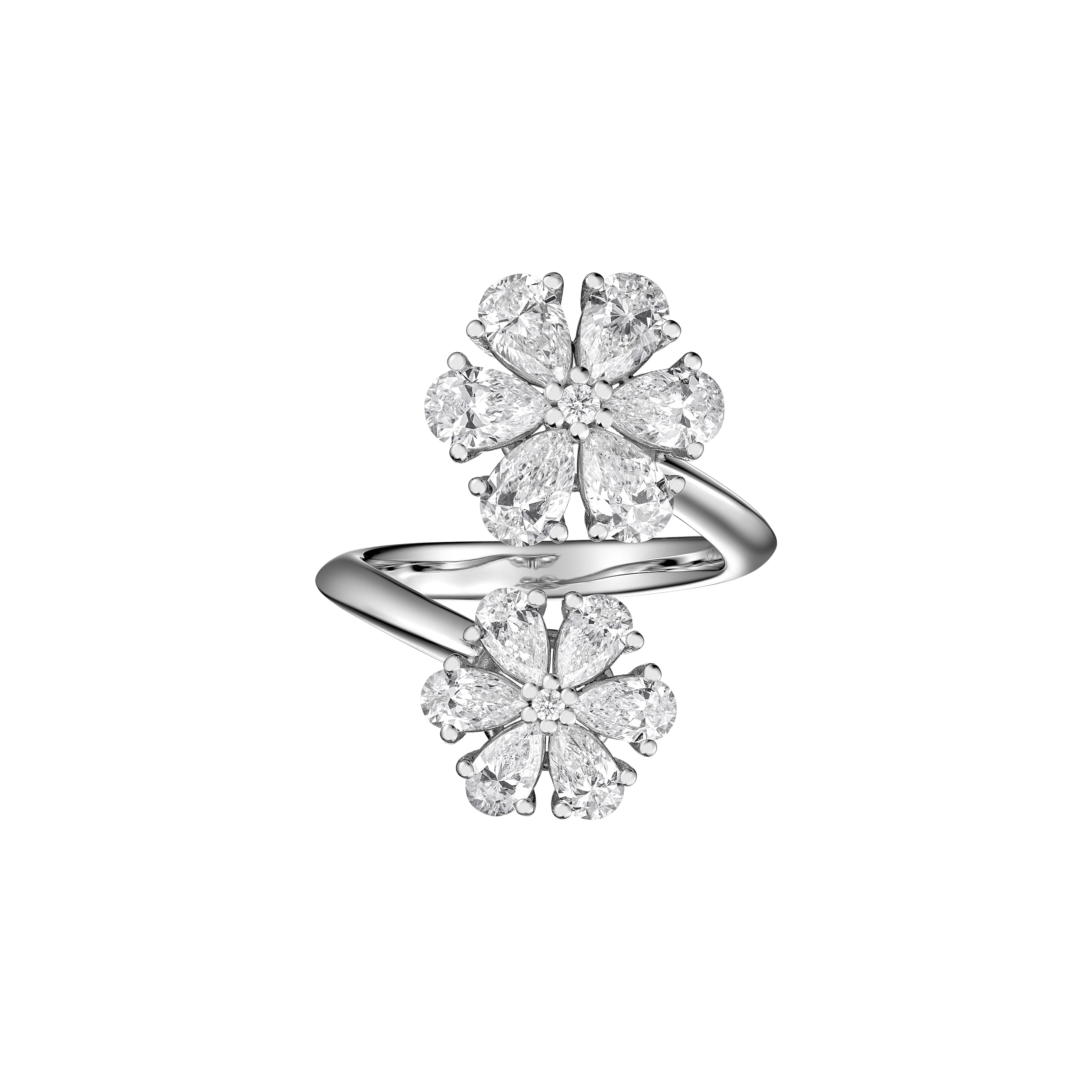 Carave Paris Double Floral Diamond Wrap Ring White Gold