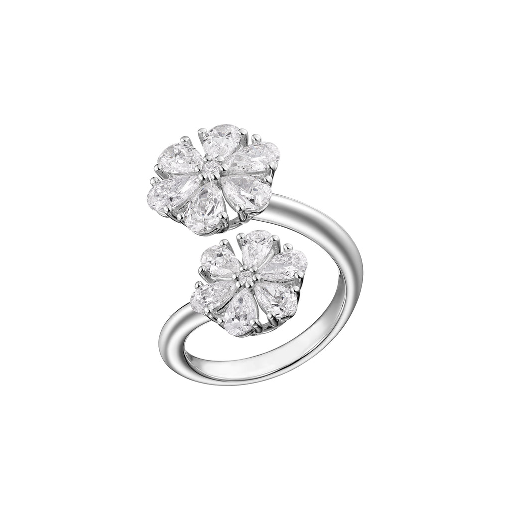 Carave Paris Double Floral Diamond Wrap Ring White Gold
