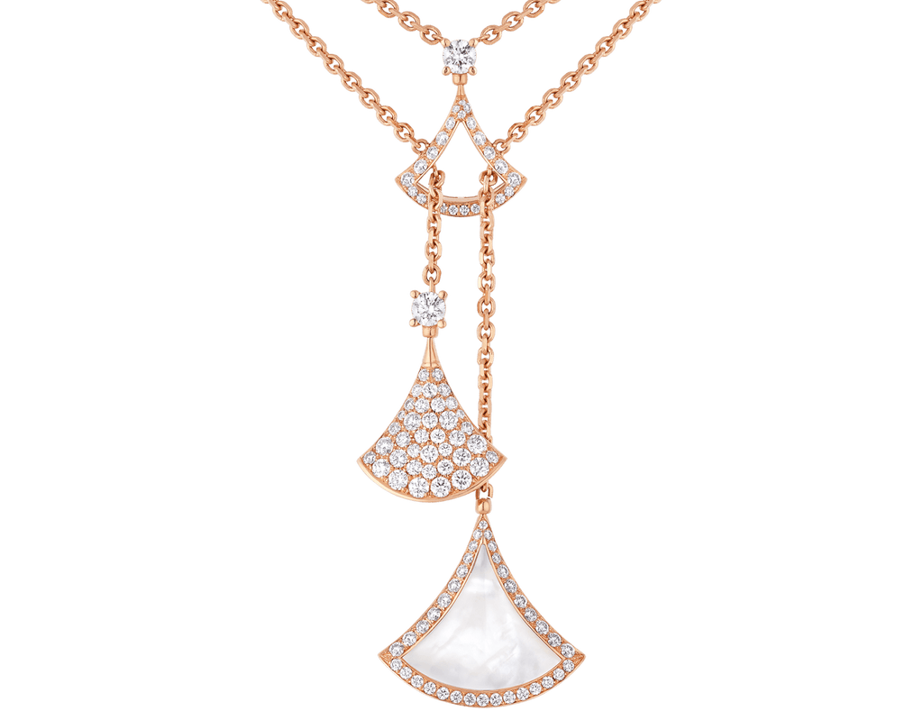 Carave Paris Dual Fan Mother of Pearl Lariat Pendant Necklace