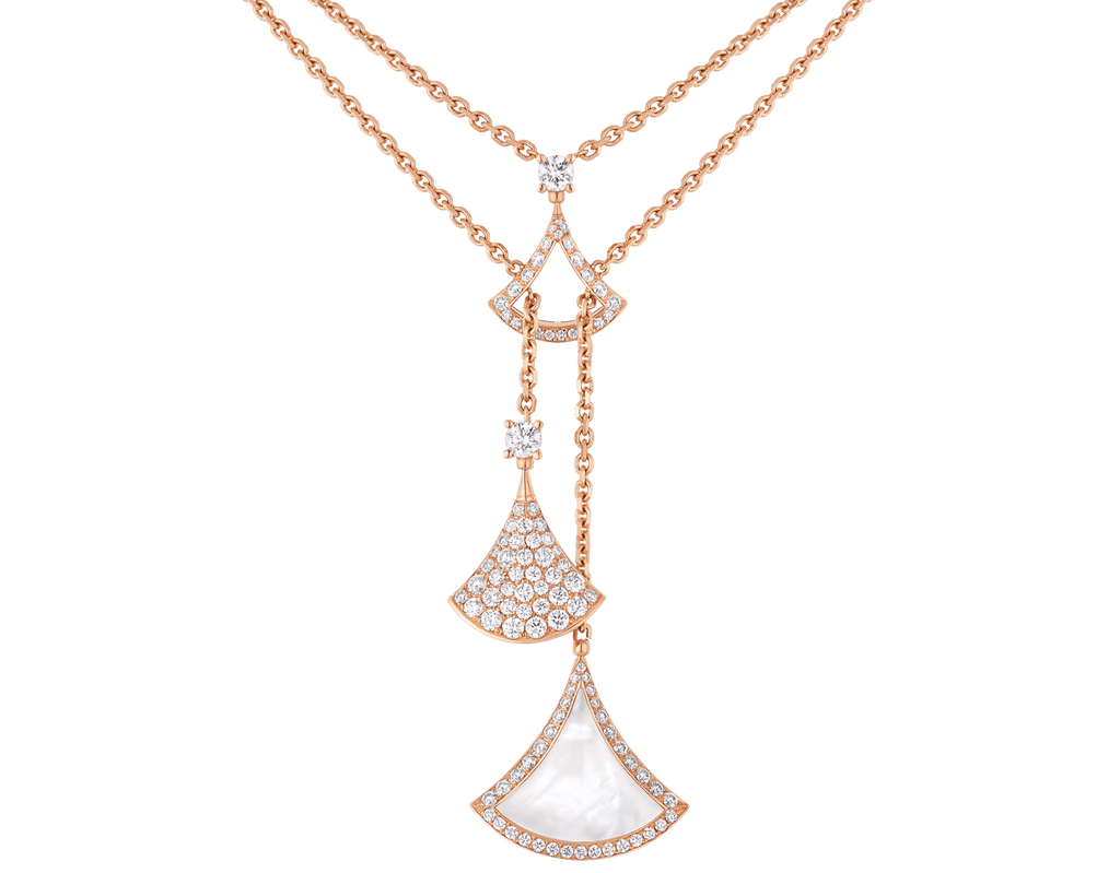 Carave Paris Dual Fan Mother of Pearl Lariat Pendant Necklace