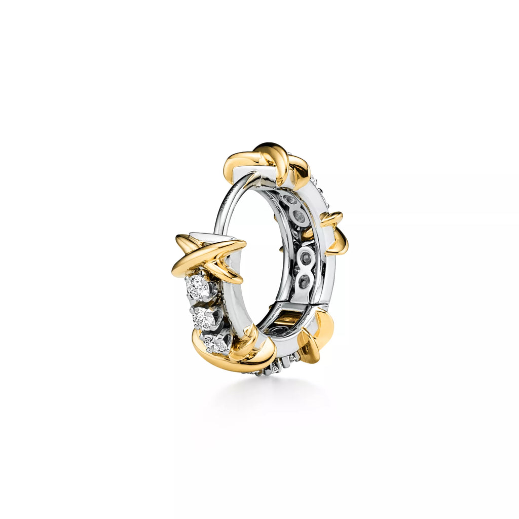 Carave Paris Dual-Tone Diamond X Hoop Earring