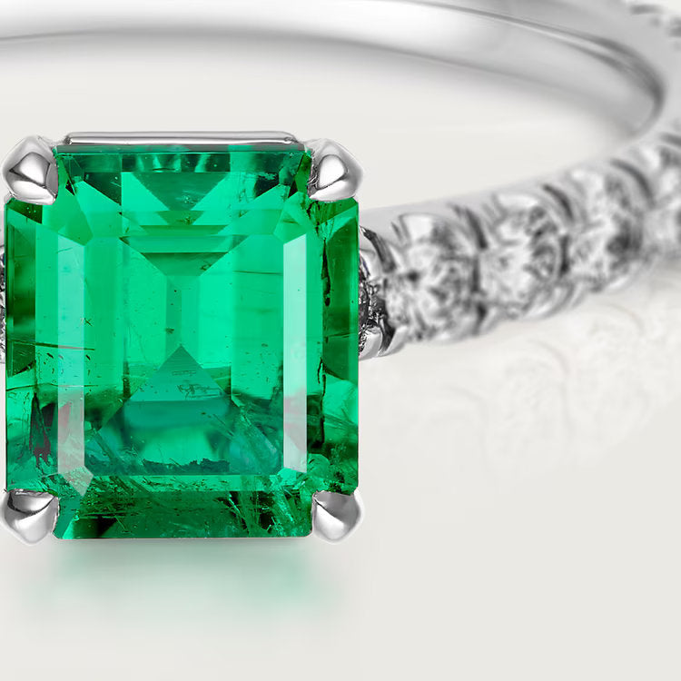 Carave Paris Emerald Cut Green Solitaire Ring