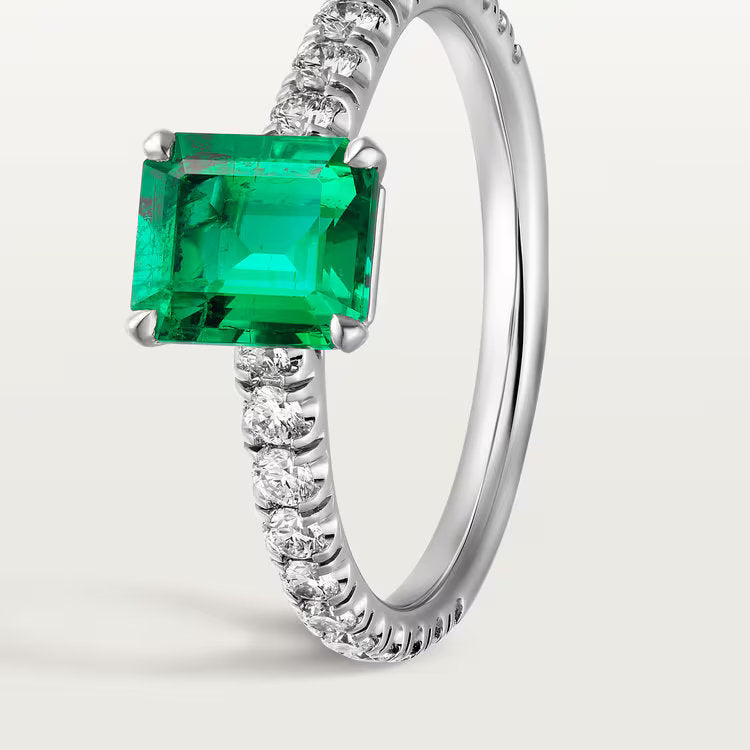 Carave Paris Emerald Cut Green Solitaire Ring