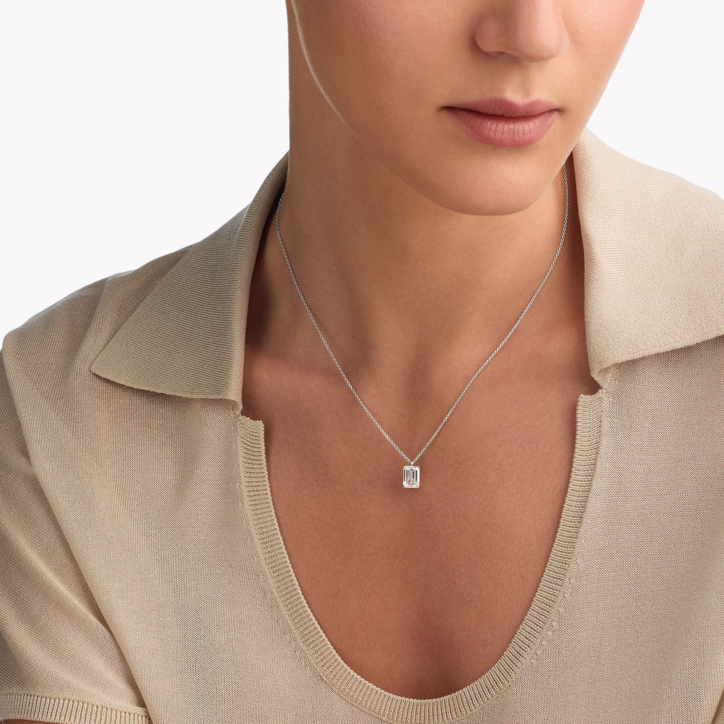 Carave Paris Emerald Cut Solitaire Diamond Pendant Necklace