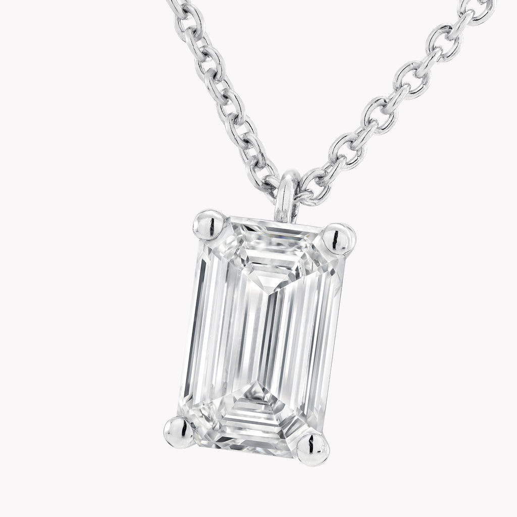 Carave Paris Emerald Cut Solitaire Diamond Pendant Necklace