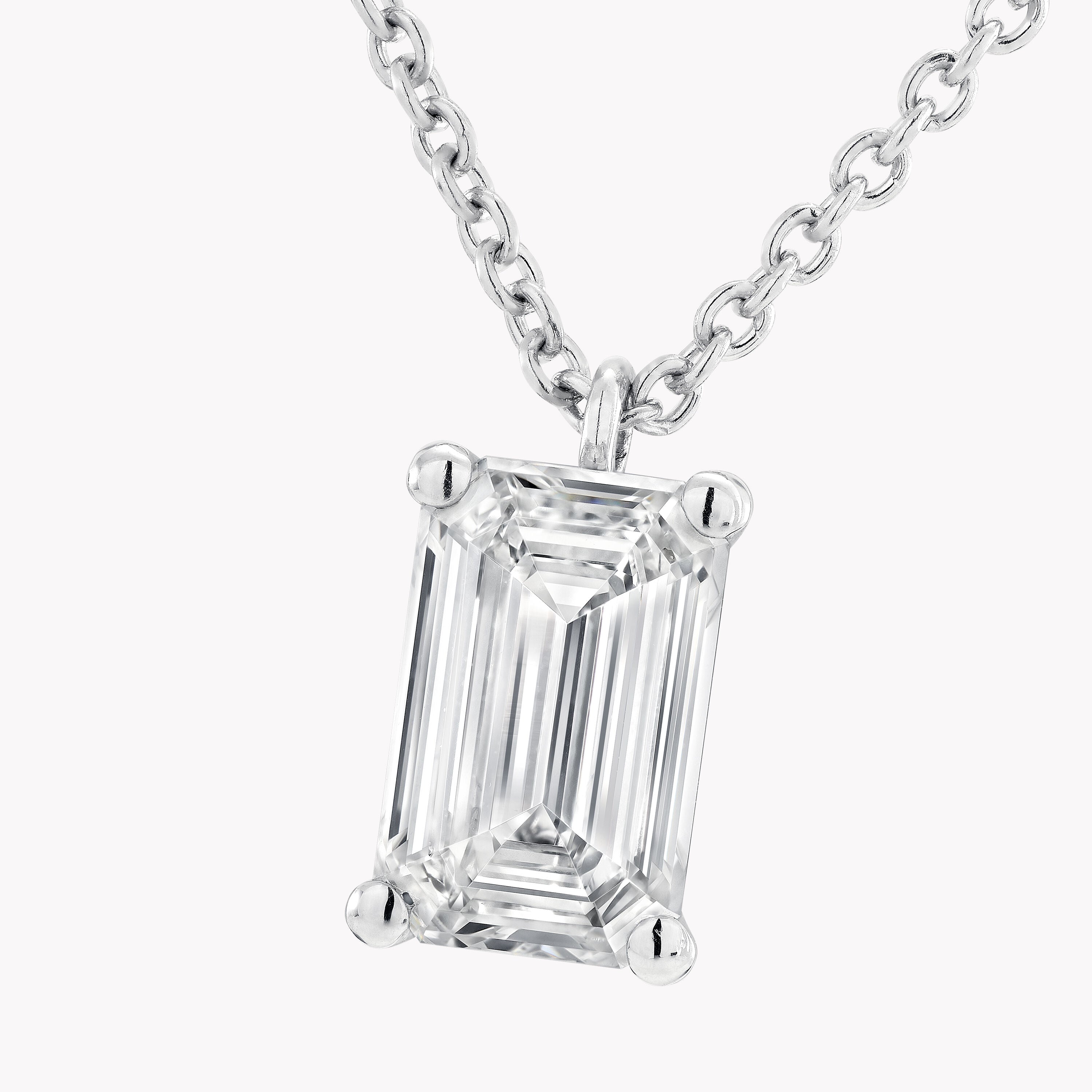 Carave Paris Emerald Cut Solitaire Diamond Pendant Necklace