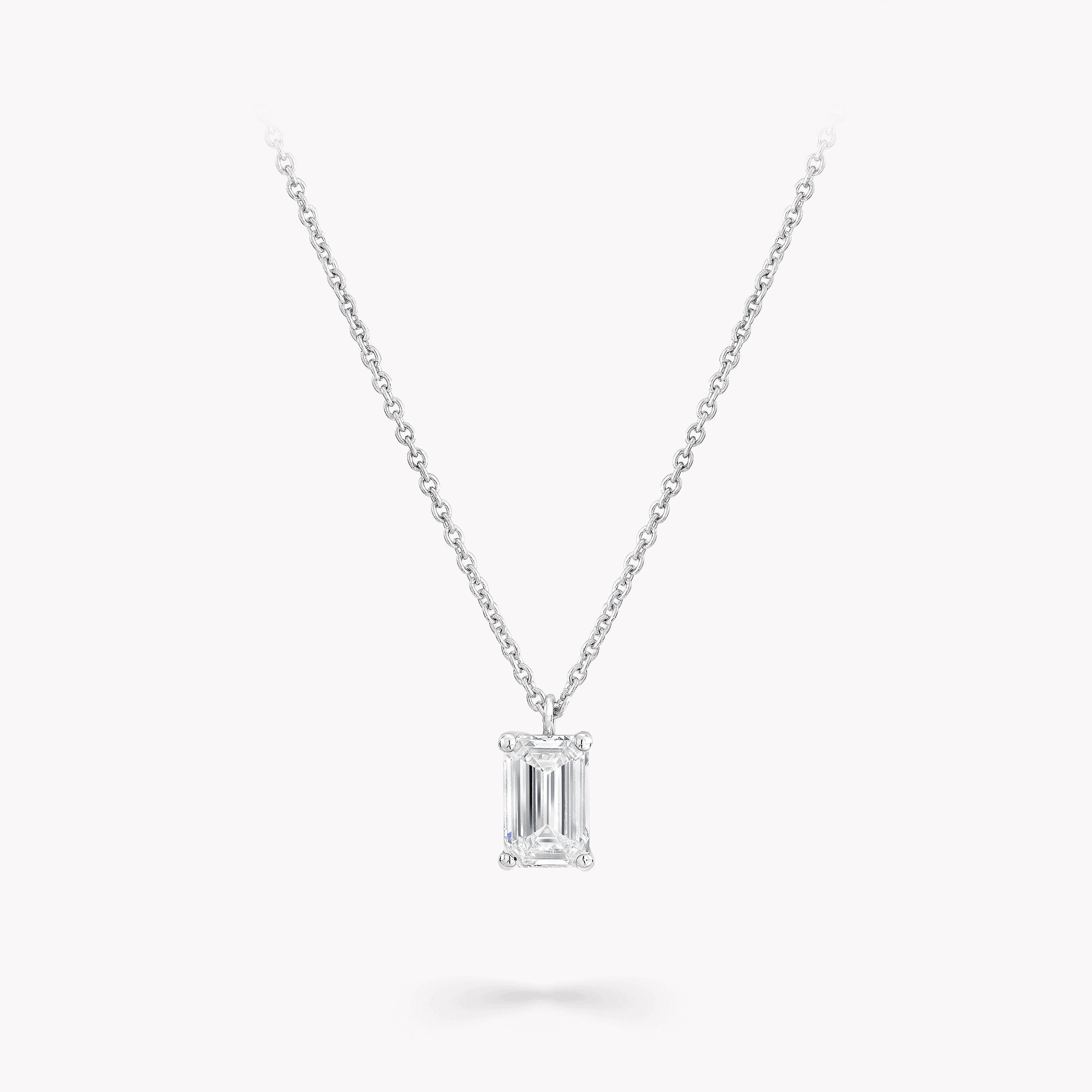 Carave Paris Emerald Cut Solitaire Diamond Pendant Necklace