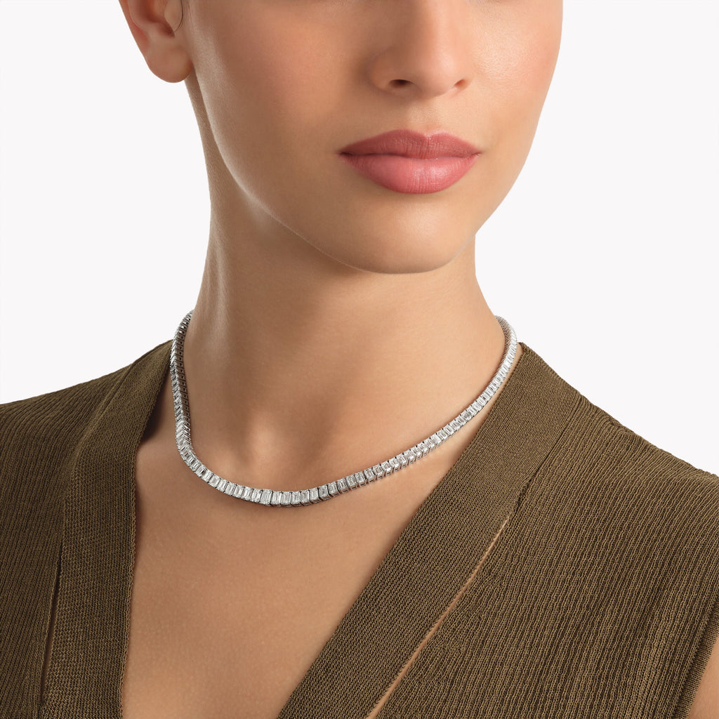 Carave Paris Emerald Cut Tennis Diamond Necklace