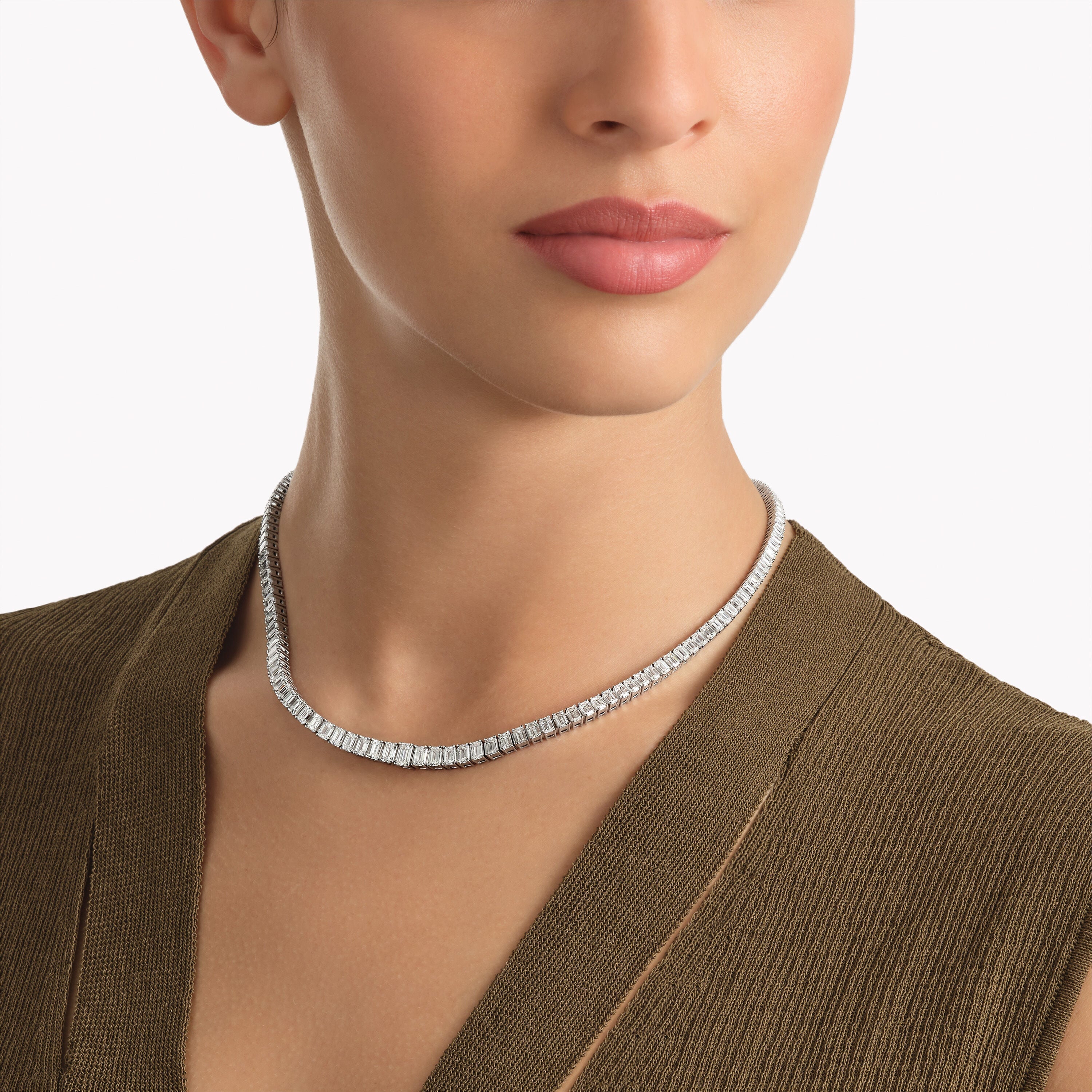 Carave Paris Emerald Cut Tennis Diamond Necklace