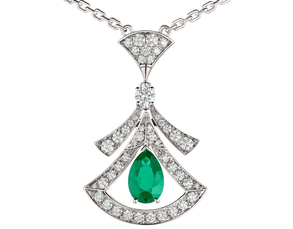 Carave Paris Emerald Fan Diamond Pendant Necklace