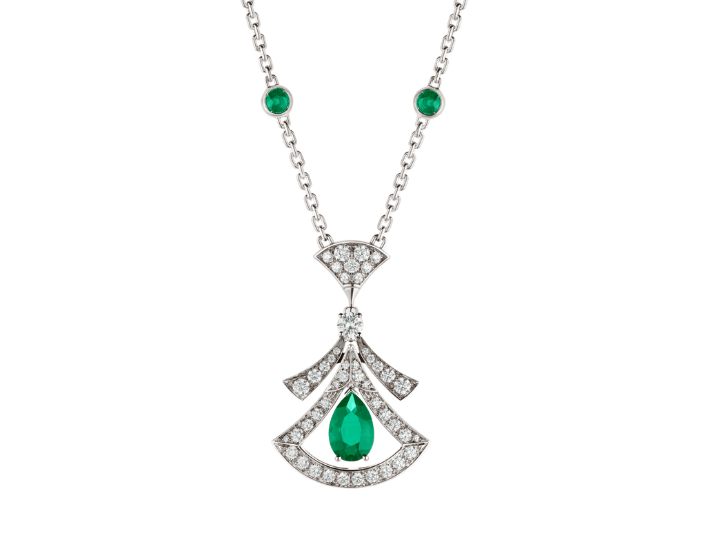 Carave Paris Emerald Fan Diamond Pendant Necklace