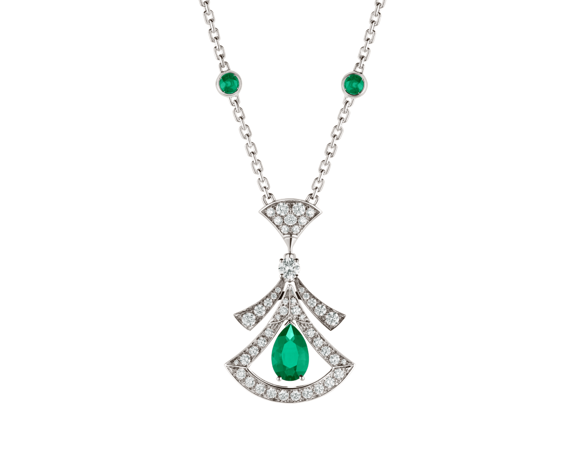 Carave Paris Emerald Fan Diamond Pendant Necklace