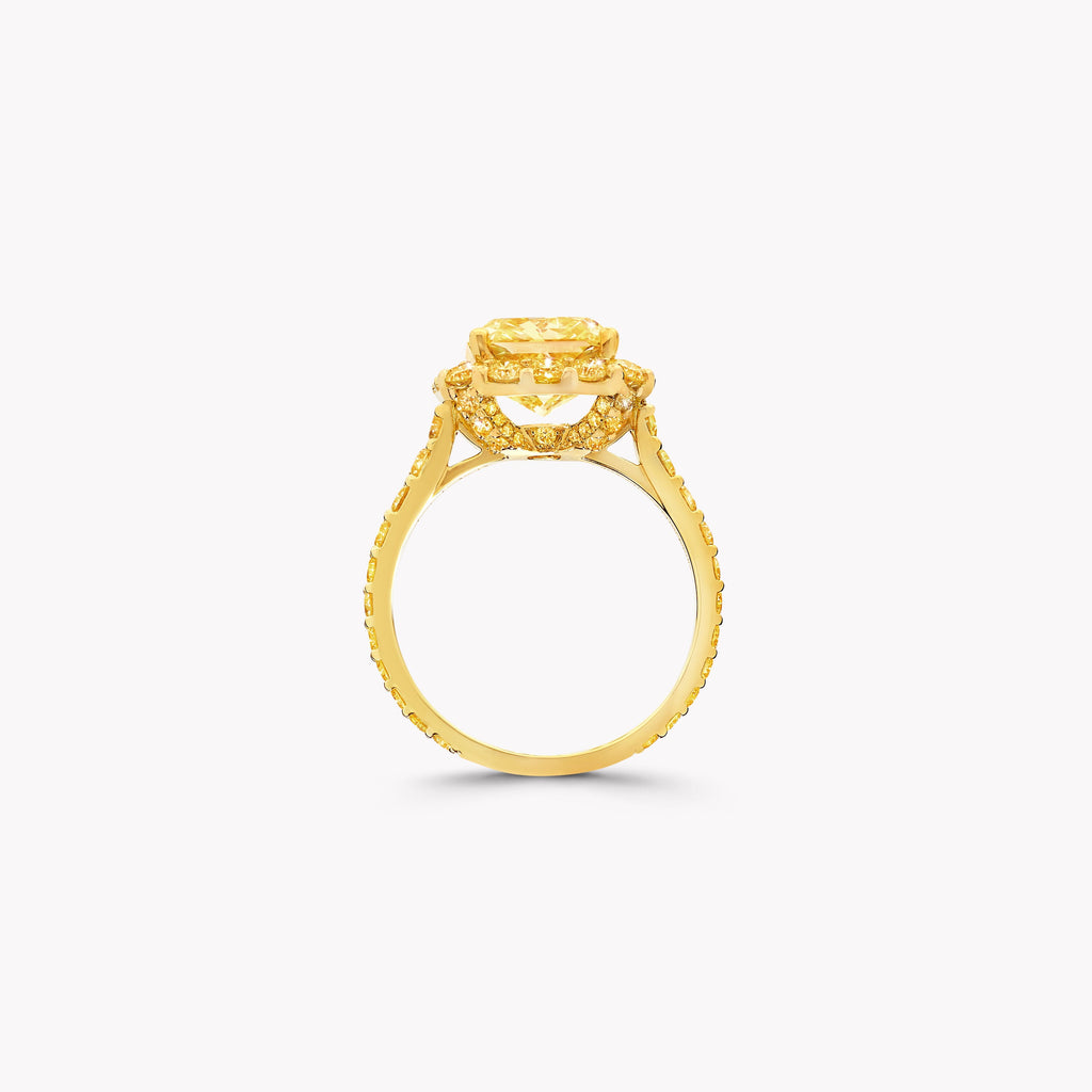 Carave Paris Fancy Yellow Cushion Cut Halo Diamond Ring
