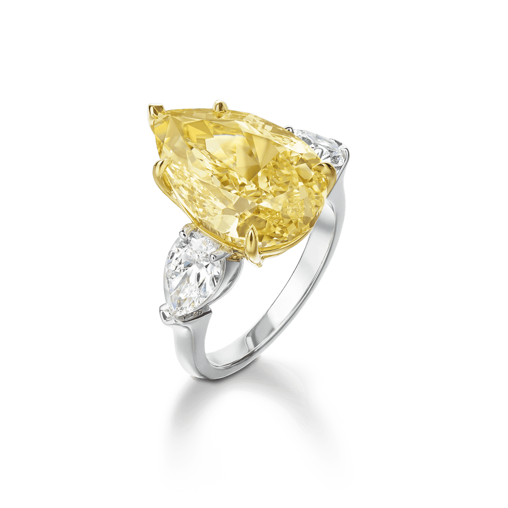 Carave Paris Fancy Yellow Diamond Three Stone Engagement Ring
