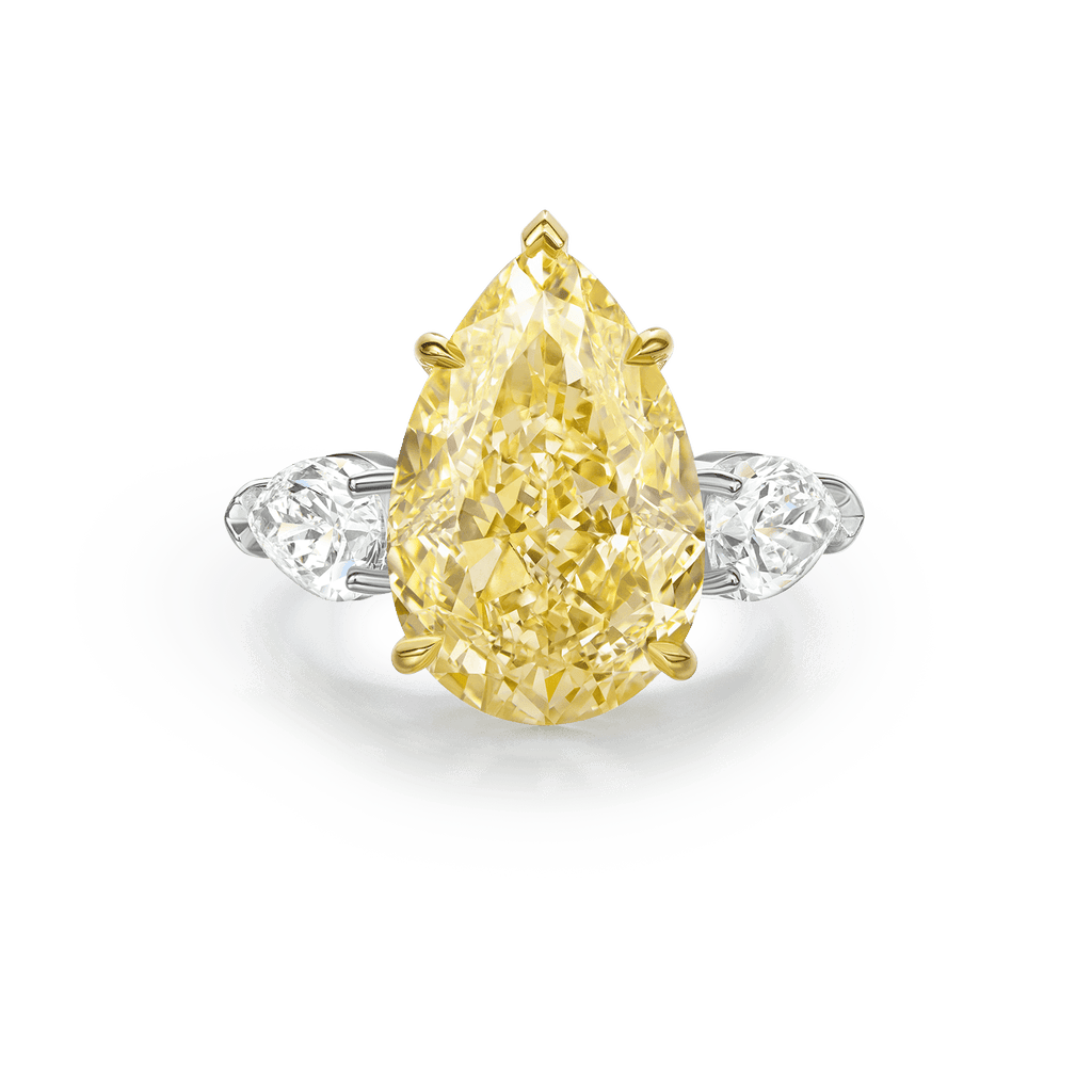 Carave Paris Fancy Yellow Diamond Three Stone Engagement Ring