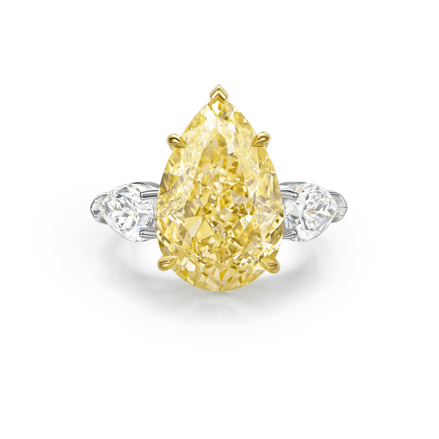 Carave Paris Fancy Yellow Diamond Three Stone Engagement Ring
