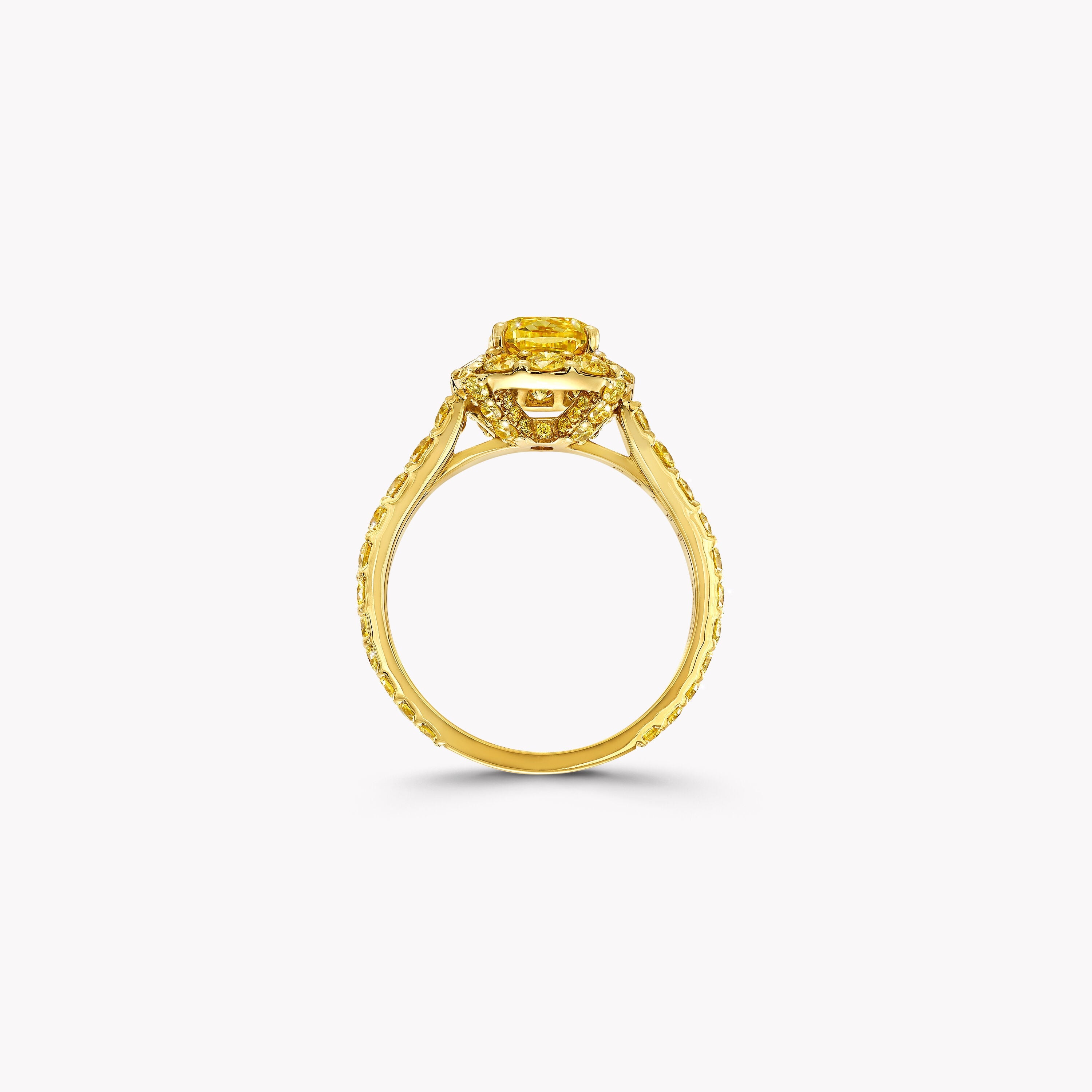 Carave Paris Fancy Yellow Radiant Cut Halo Diamond Ring