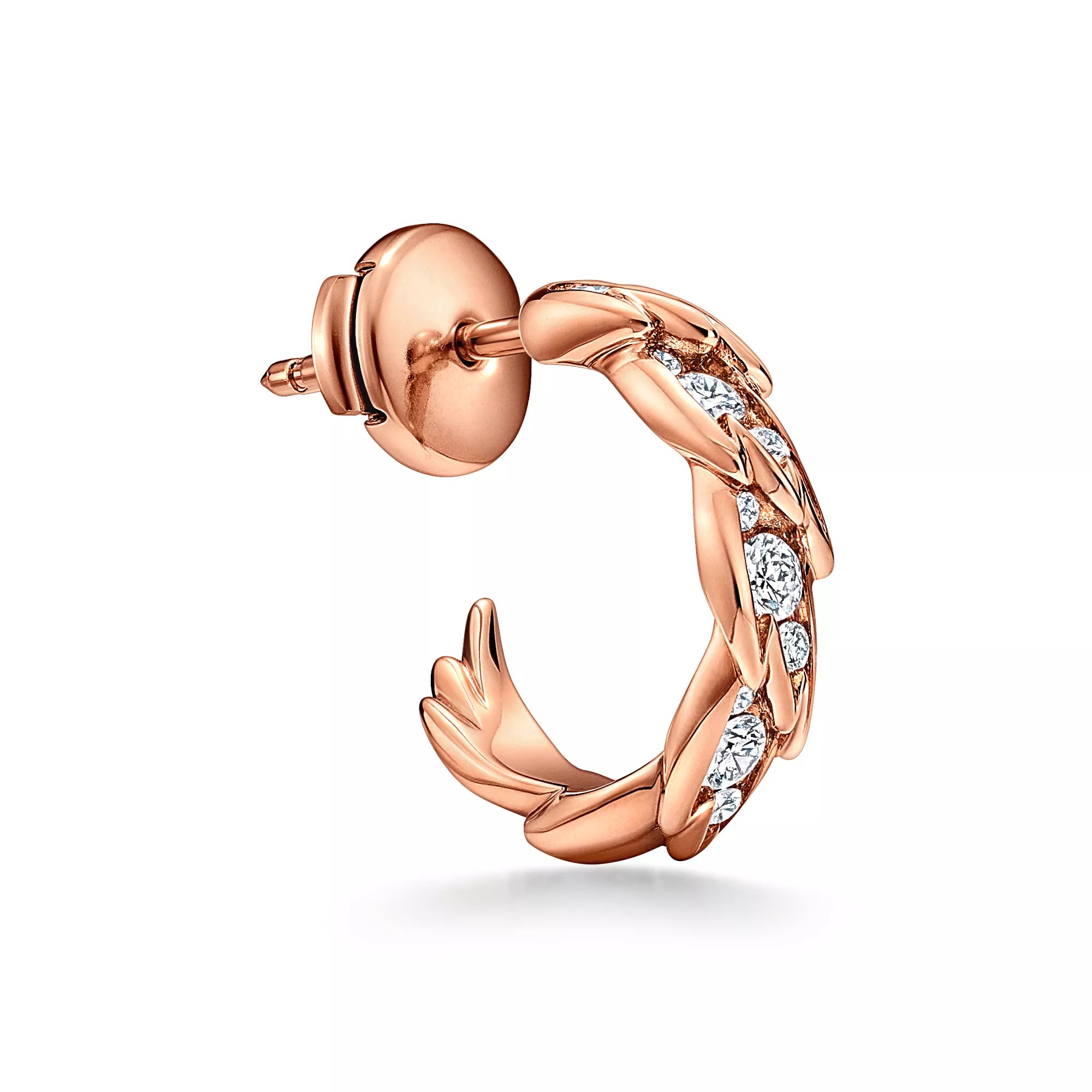 Carave Paris Feather Leaf Pavé Hoop Earrings