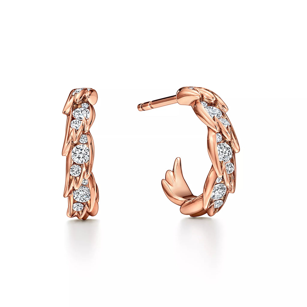 Carave Paris Feather Leaf Pavé Hoop Earrings
