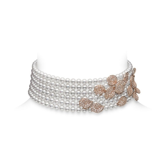 Carave Paris Five-Strand Pearl Leaf Choker Necklace
