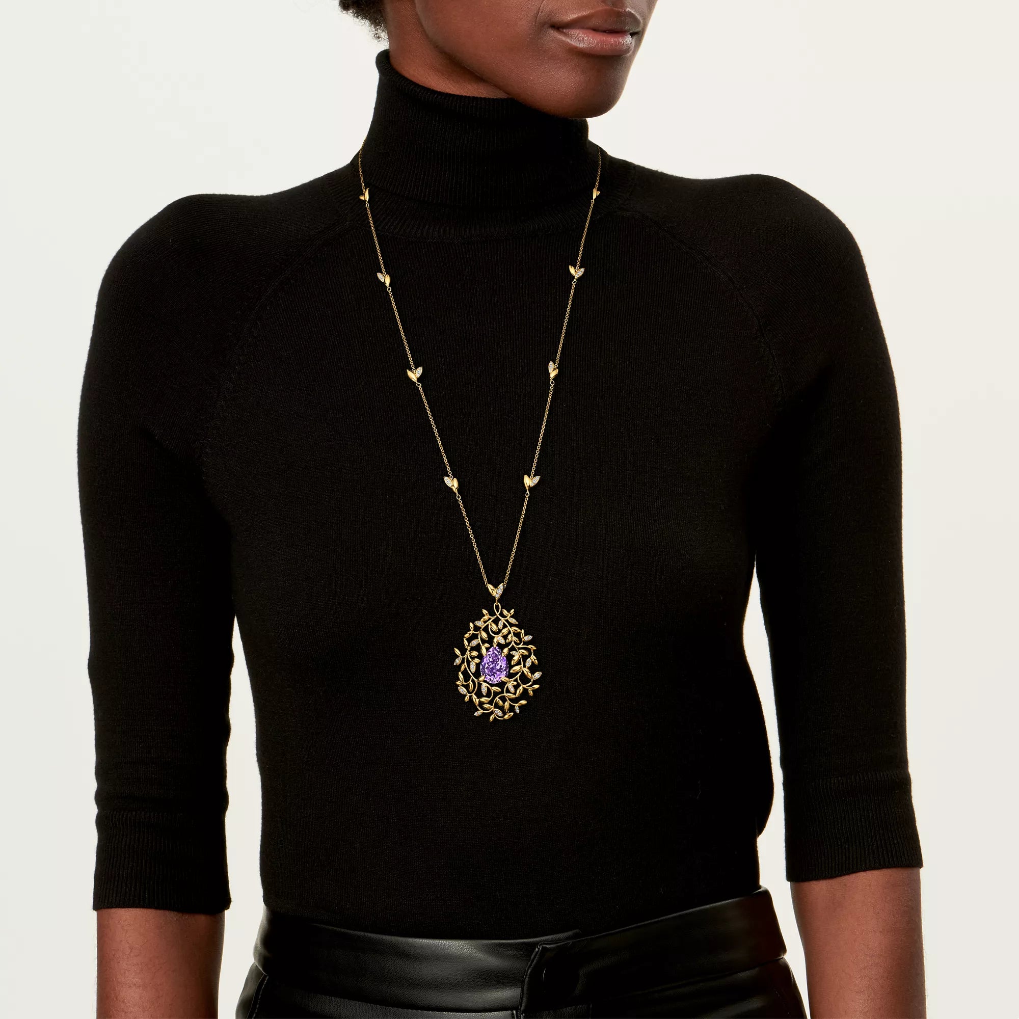 Carave Paris Floral Amethyst Pendant Necklace