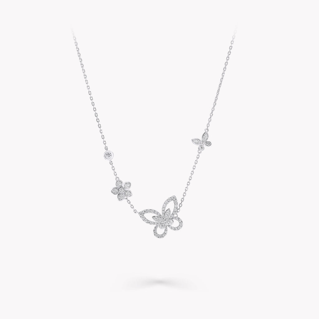 Carave Paris Floral Butterfly Diamond Necklace