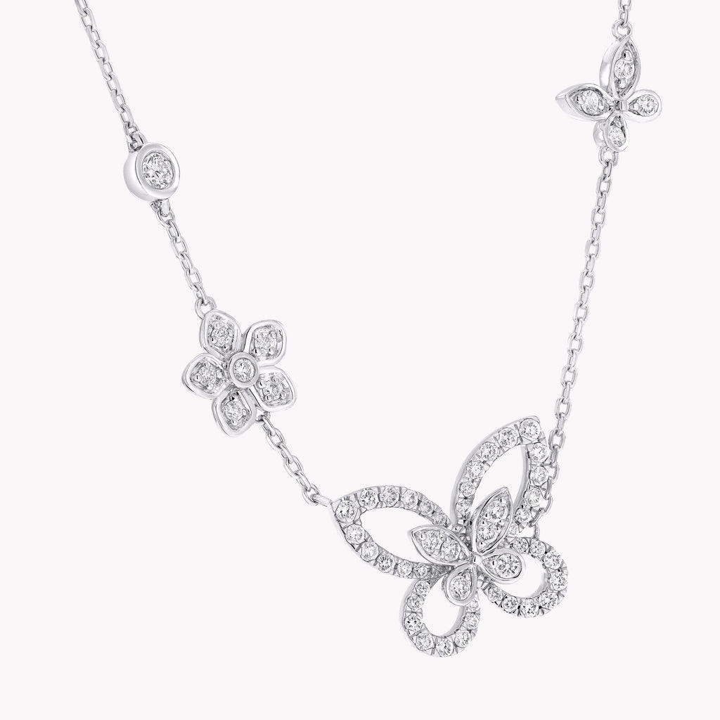 Carave Paris Floral Butterfly Diamond Necklace
