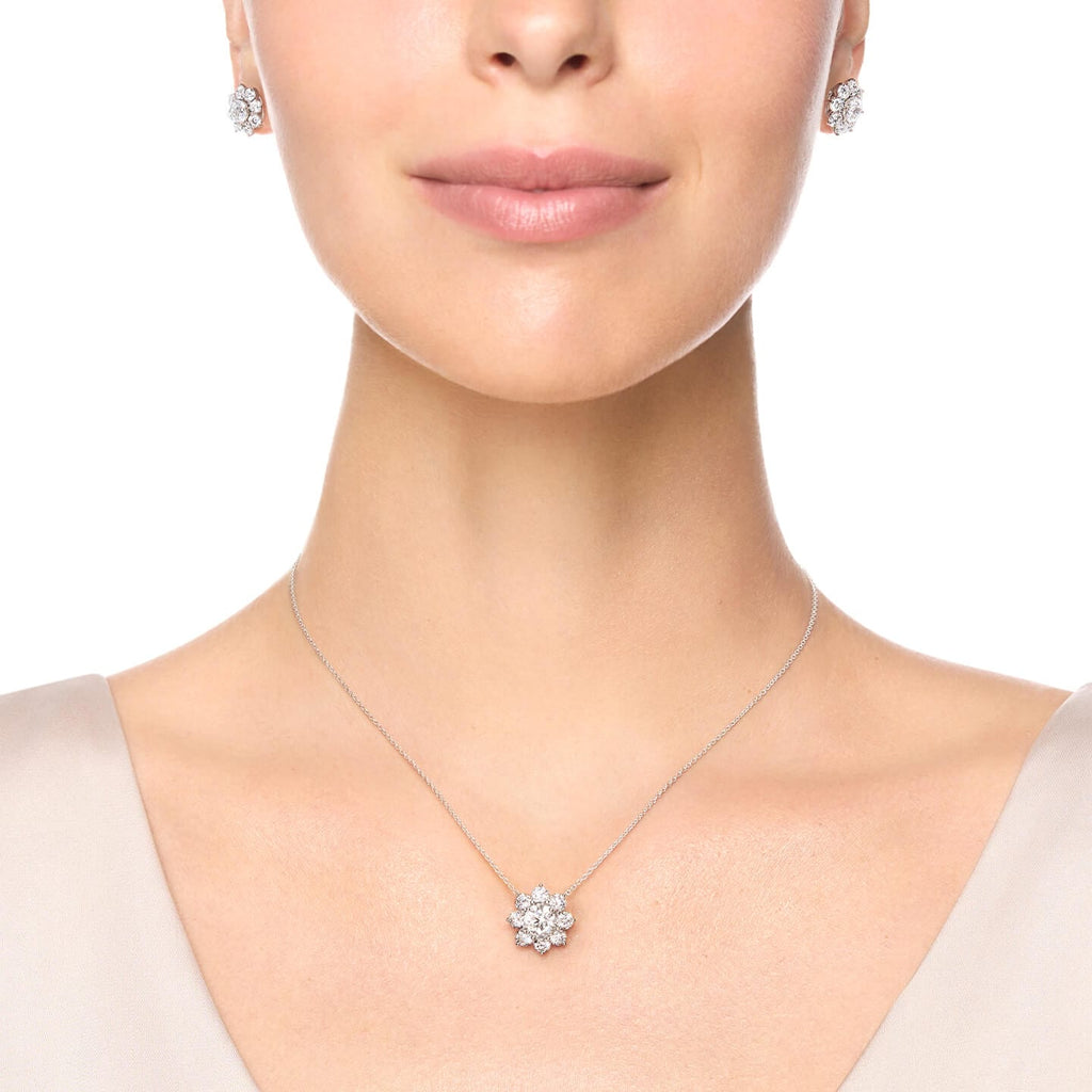 Carave Paris Floral Cluster Diamond Pendant Necklace