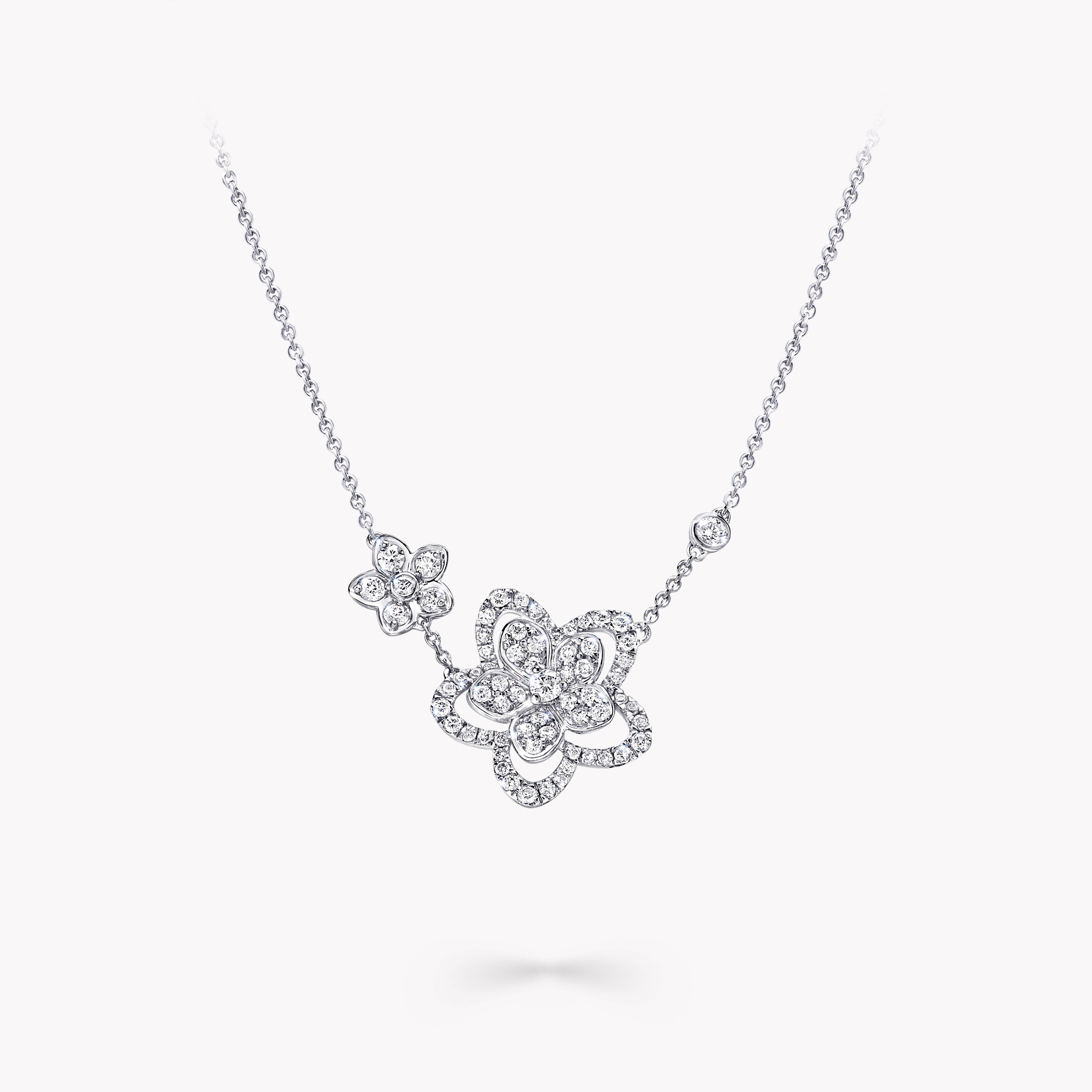 Carave Paris Floral Diamond Butterfly Pendant Necklace