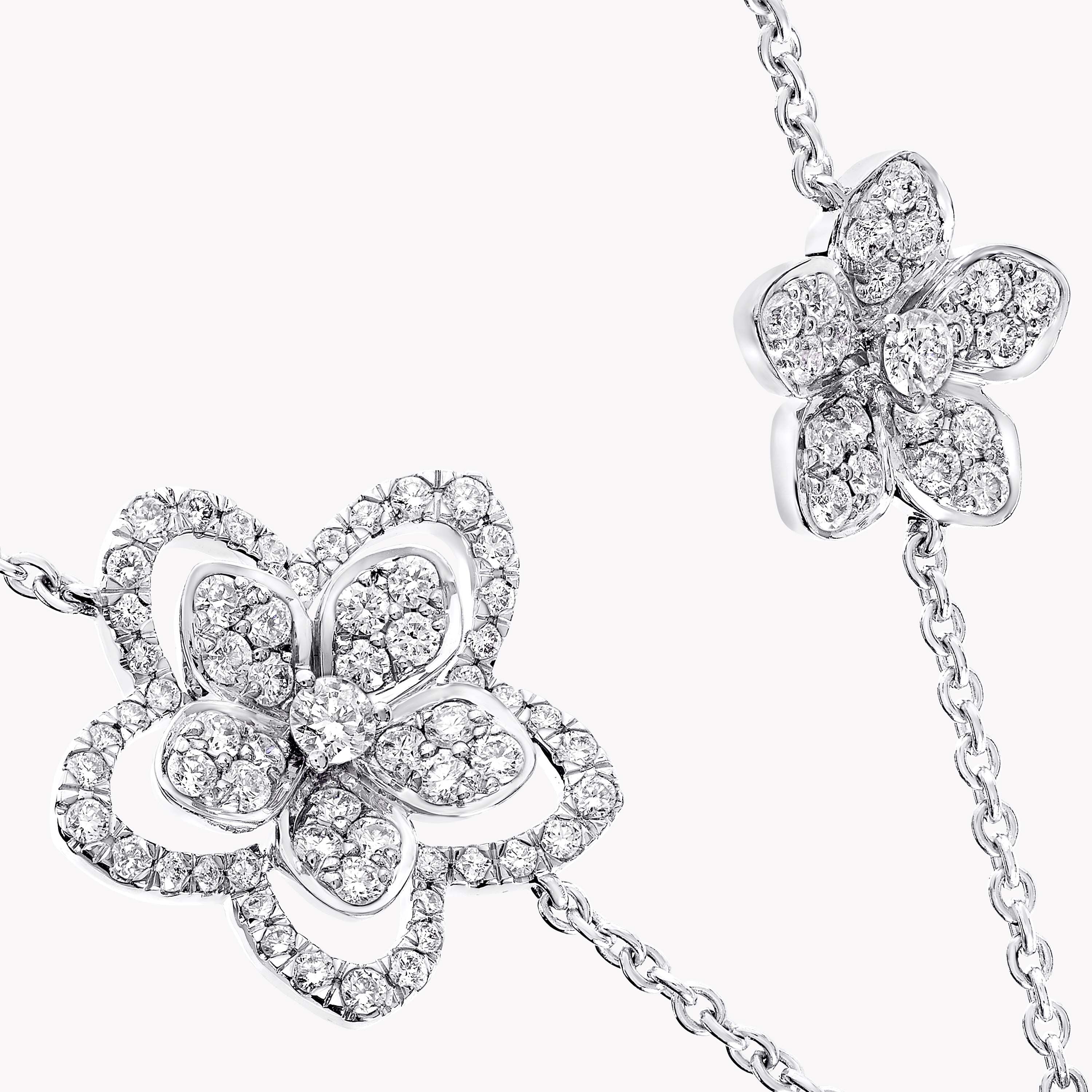 Carave Paris Floral Diamond Chain Bracelet White Gold