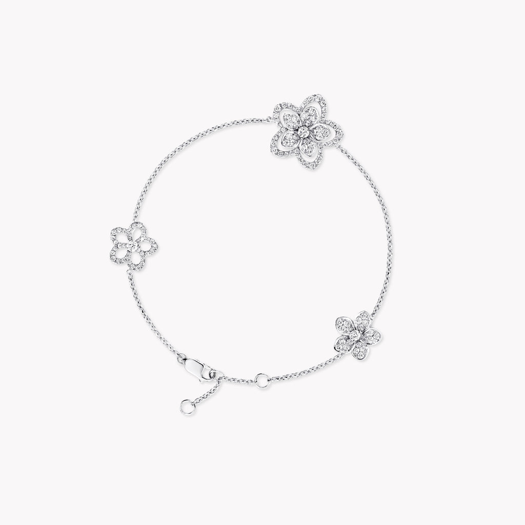 Carave Paris Floral Diamond Chain Bracelet White Gold