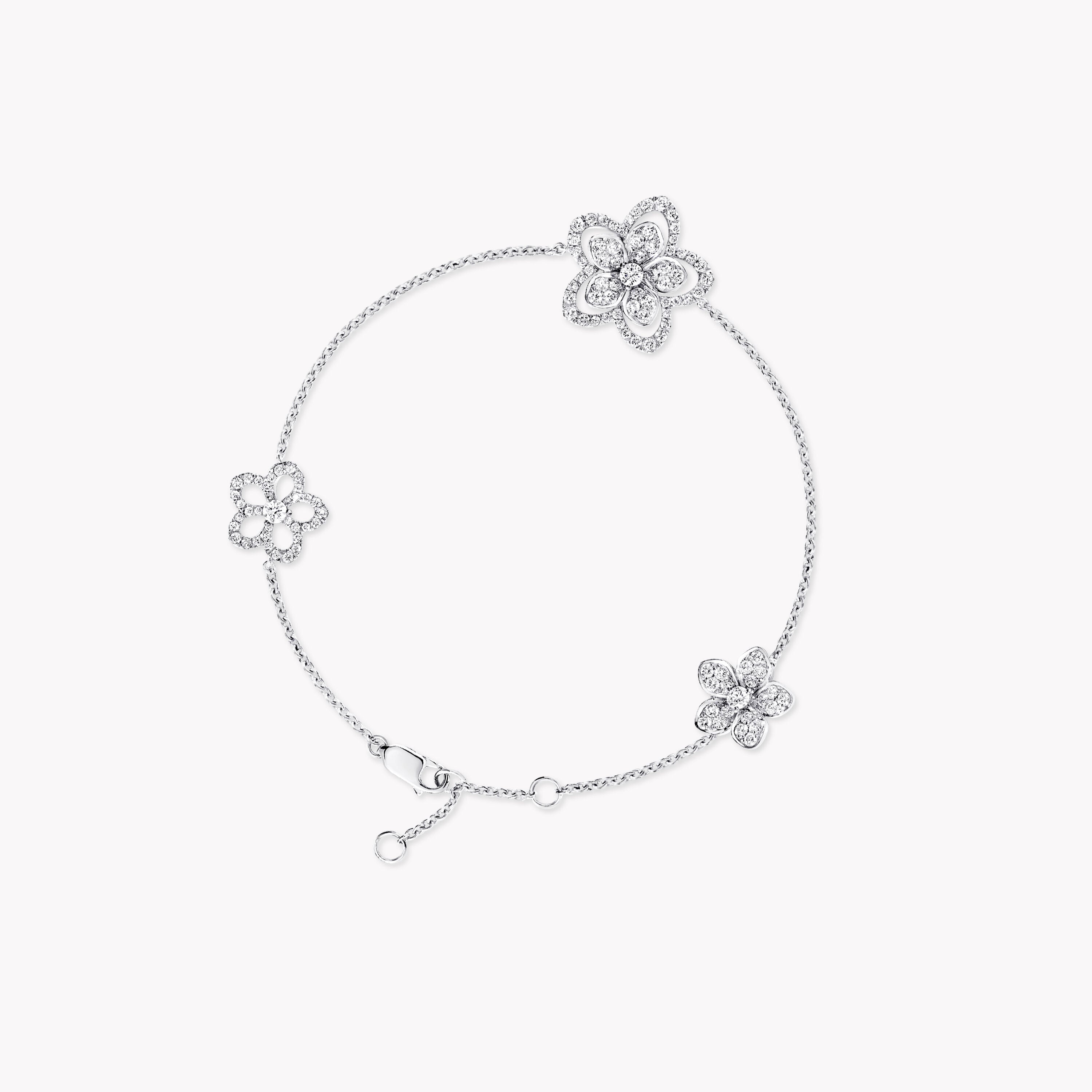 Carave Paris Floral Diamond Chain Bracelet White Gold