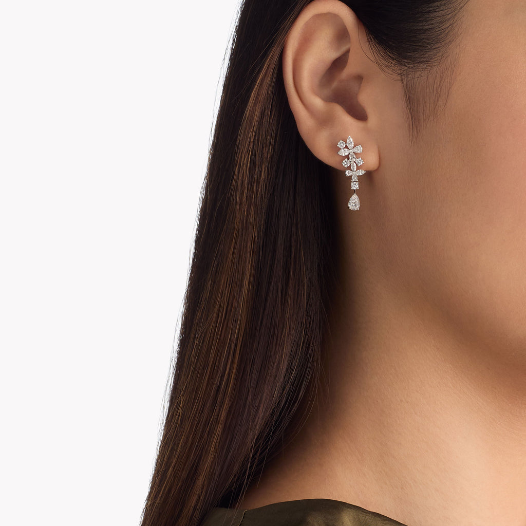 Carave Paris Floral Diamond Drop Earrings