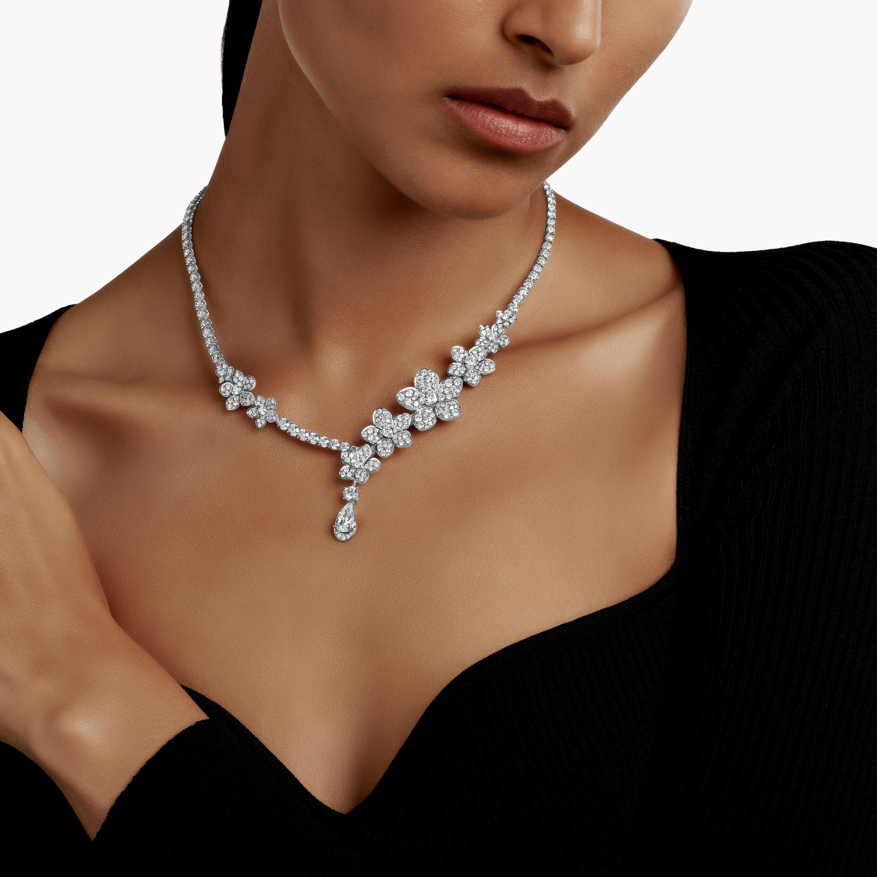 Carave Paris Floral Diamond Drop Necklace