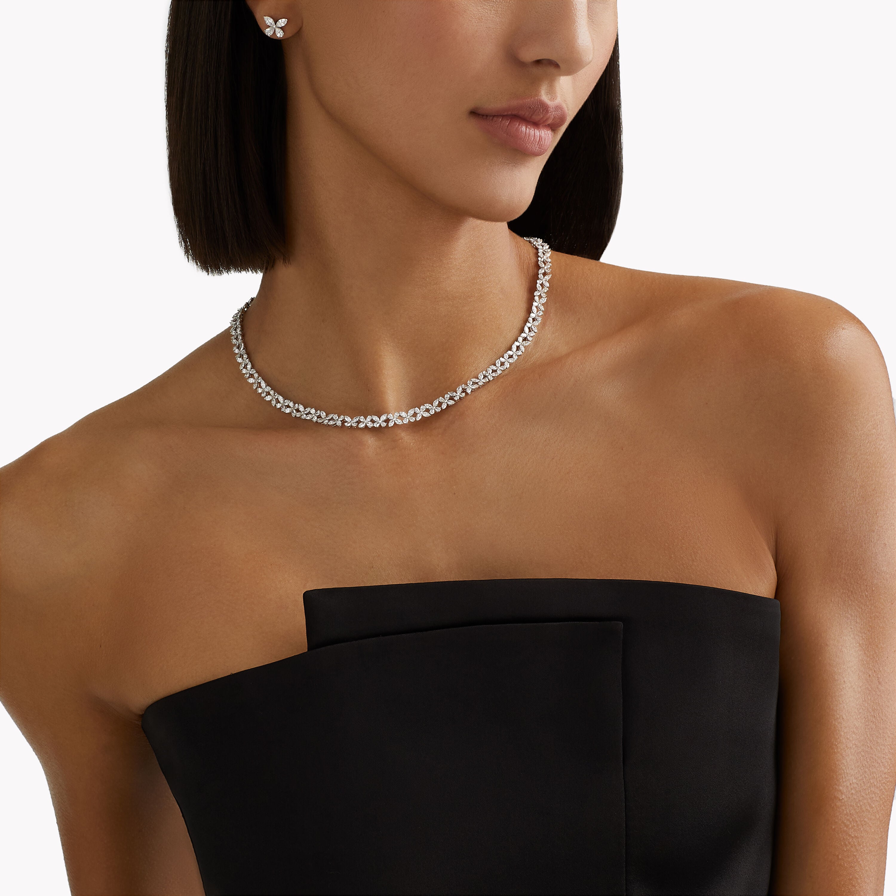 Carave Paris Floral Marquise Diamond Tennis Necklace