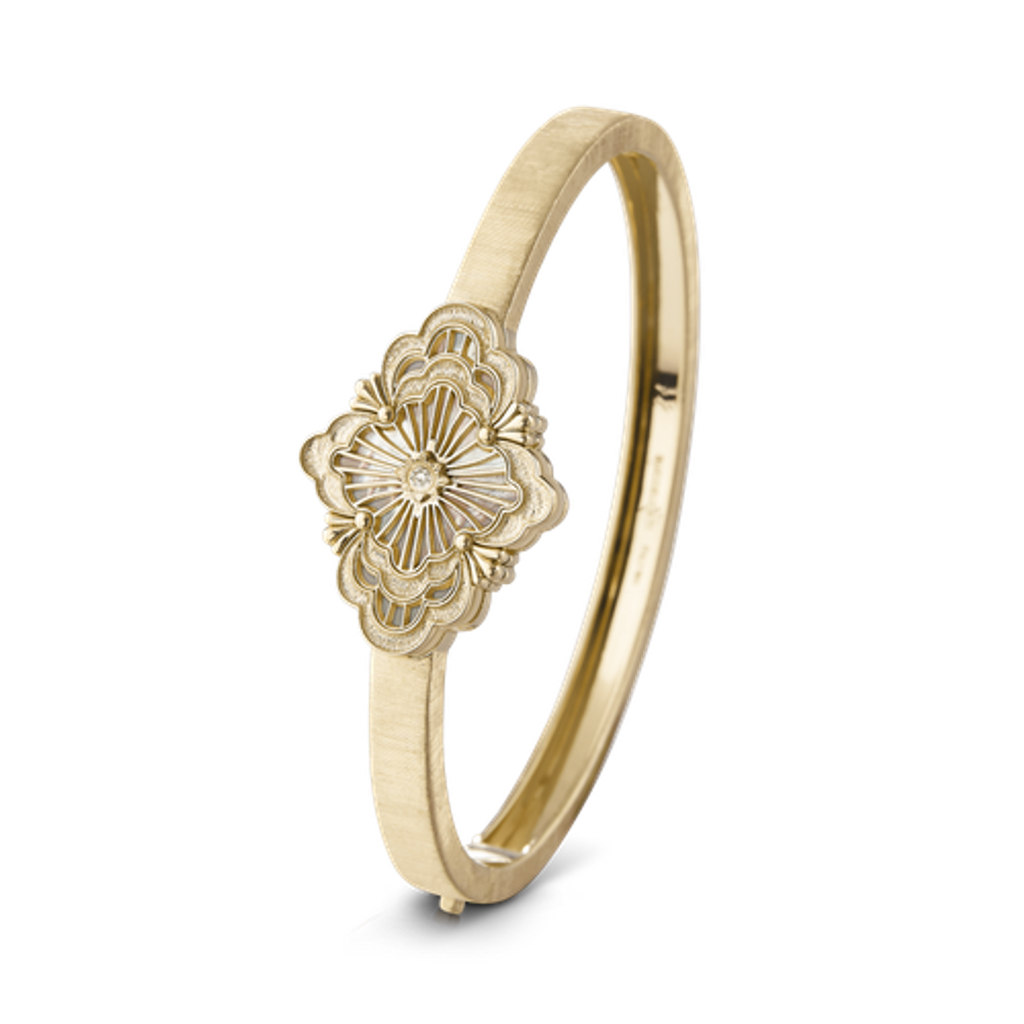 Carave Paris Floral Medallion Hinged Bangle Bracelet