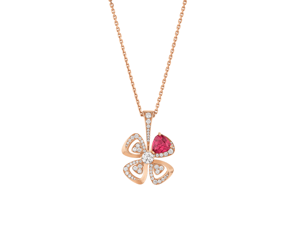 Carave Paris Floral Pink Gemstone Pendant Necklace