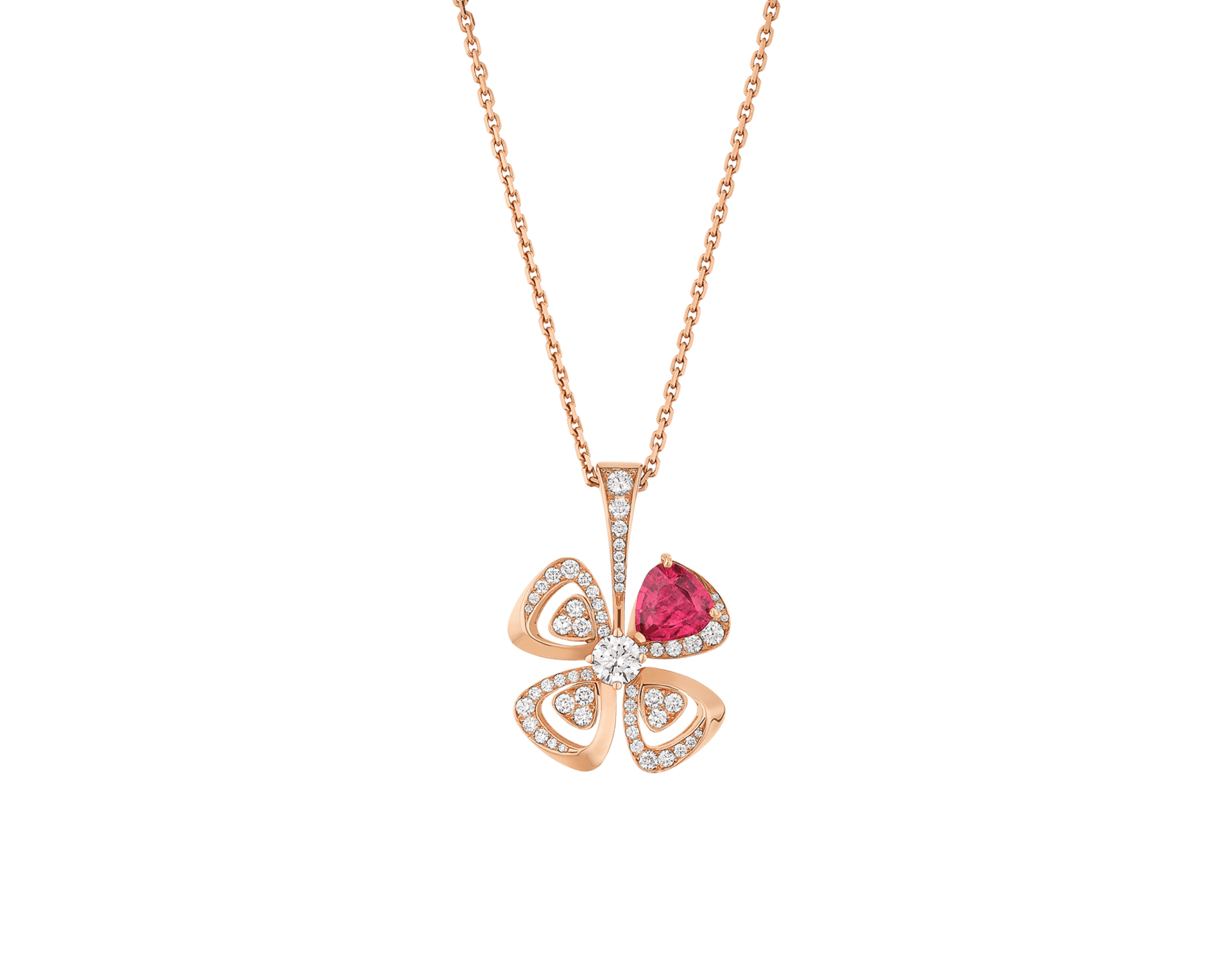 Carave Paris Floral Pink Gemstone Pendant Necklace