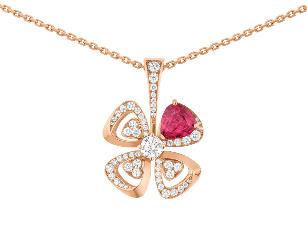 Carave Paris Floral Pink Gemstone Pendant Necklace
