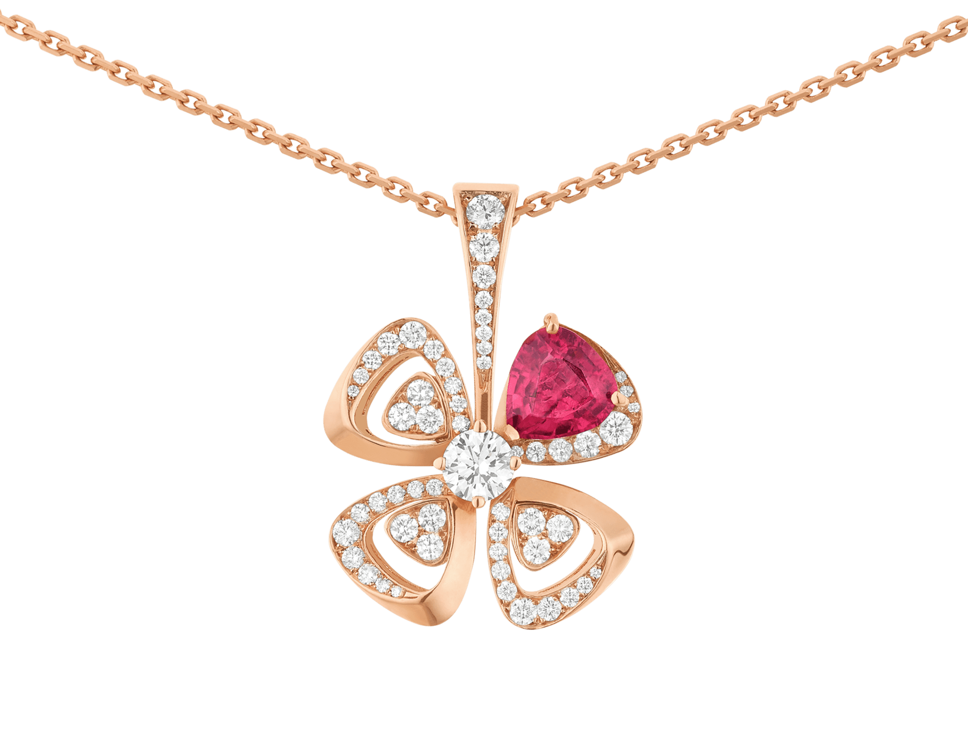 Carave Paris Floral Pink Gemstone Pendant Necklace