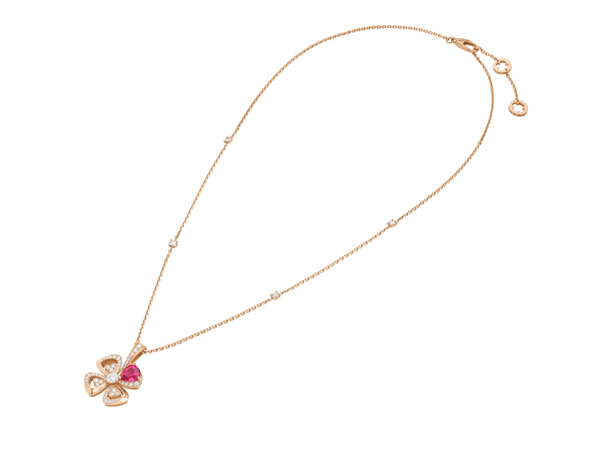 Carave Paris Floral Pink Gemstone Pendant Necklace