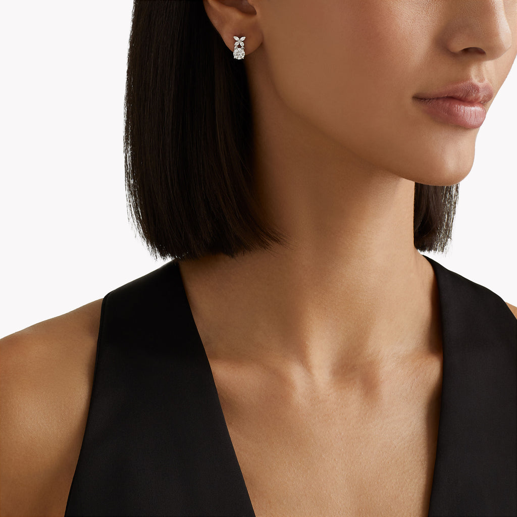 Carave Paris Floral Solitaire Diamond Earrings
